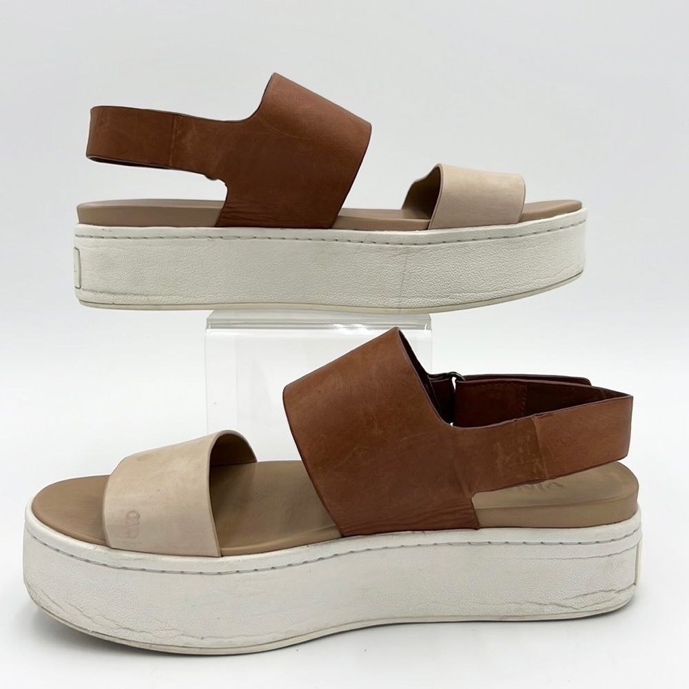 VINCE WOMEN’S WESTPORT PLATFORM COLOR BLOCK LEATHER  SANDAL SZ 6 - Picture 6 of 12